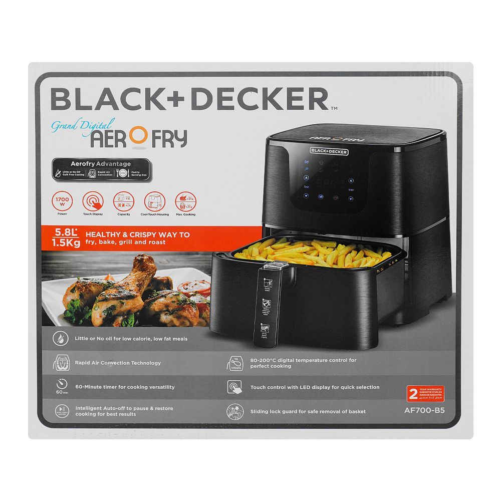 Black & Decker AF-700-B5 Grand Digital Aero Air Fryer 1700W 5.8 Ltr